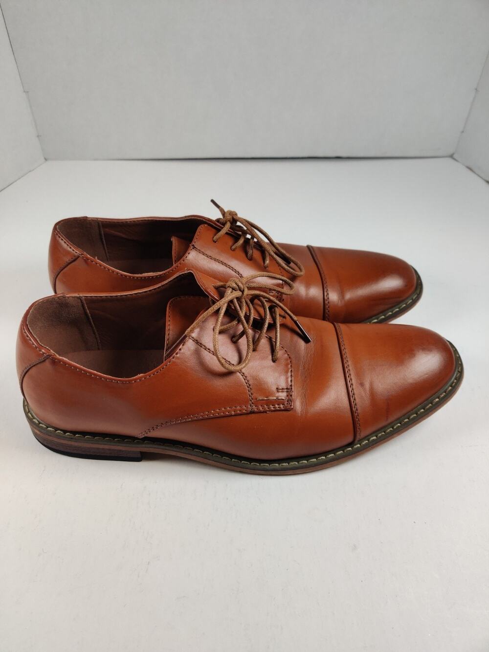 Vostey Milan Men's Oxford Dress Shoes Brown Leather Lace-Up Size 10